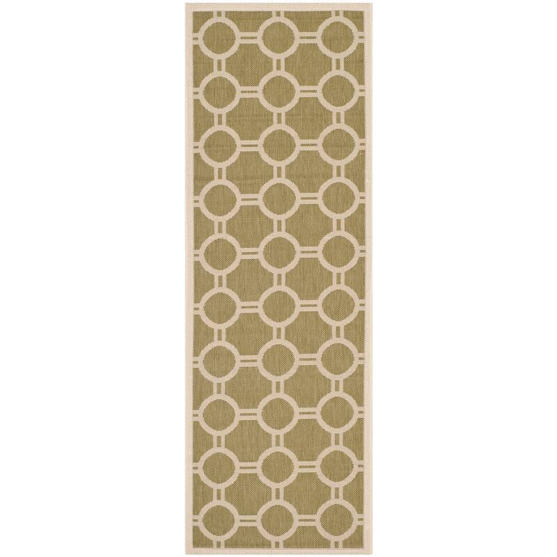 SAFAVIEH Courtyard Sweta Indoor/ Outdoor Waterproof Patio Backyard Rug - 2'3" x 6'7" Runner - Green/Beige