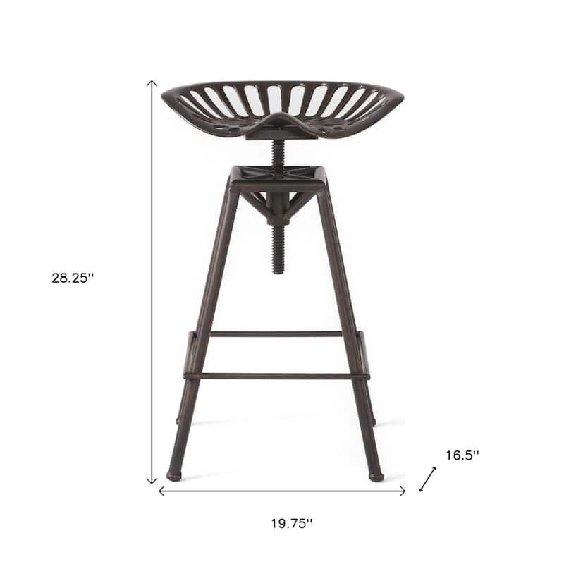 HomeRoots Bronze Iron Backless Adjustable Height Swivel Bar Chair