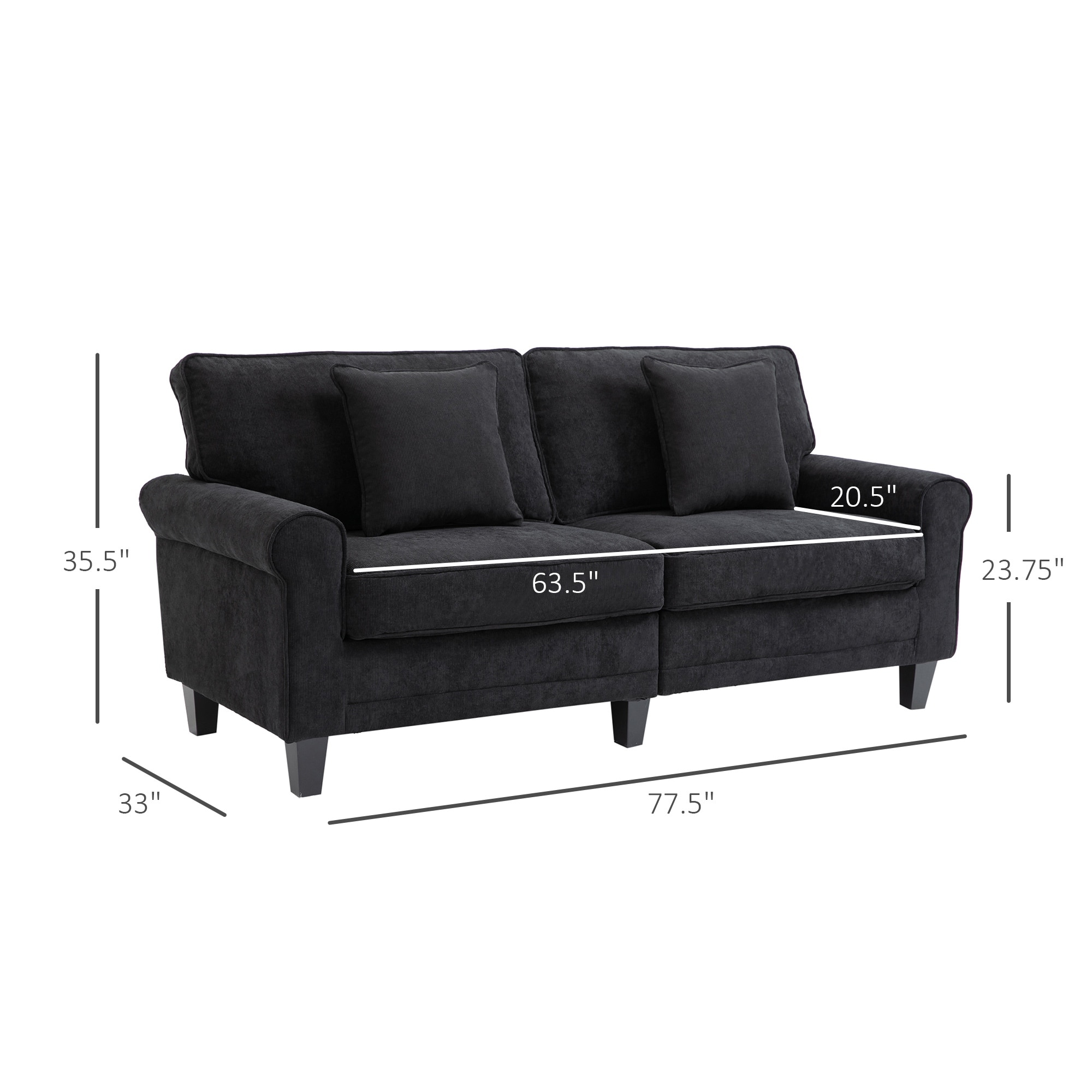 Black fabric 2024 3 seater sofa