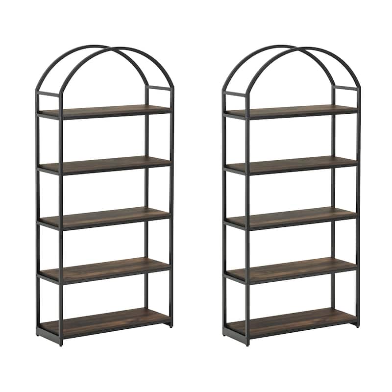 Nathan James Haven 5-Shelf Etagere Bookshelf with Arch Top