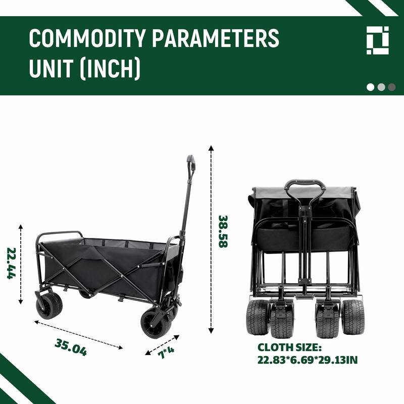 440lbs Collapsible Foldable Wagon Cart - Beach Wagon, Utility Cart, Grocery Cart