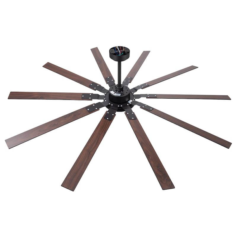 Large 84"/72" Reversible 10-Blade Integrated Ceiling Fan with LED Light Kit and Remote