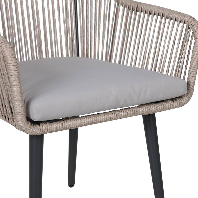 9-Piece Expandable Aluminum Patio Dining Set with PE Twisted Rattan Chairs & Polyester Cushions