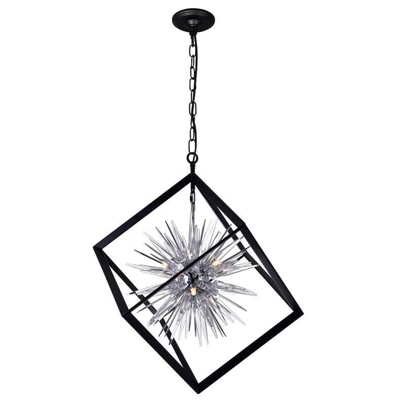 Starburst 6 Light Chandelier With Chrome & Black Finish