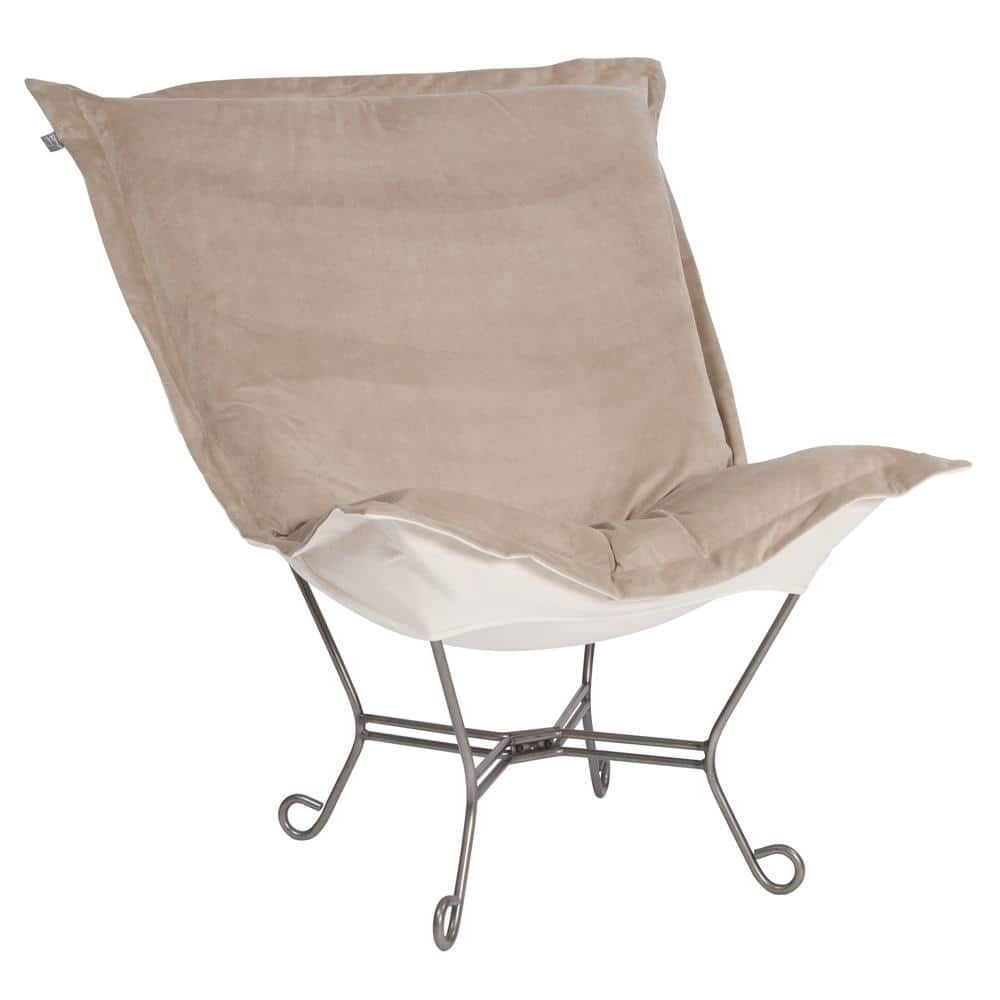 Allan Andrews Scroll Puff Chair with Titanium Frame, Bella Collection