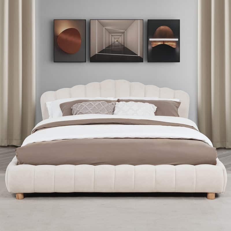 Best Master Furniture Tranquil Retreat Velvet Upholstered Platform Bed