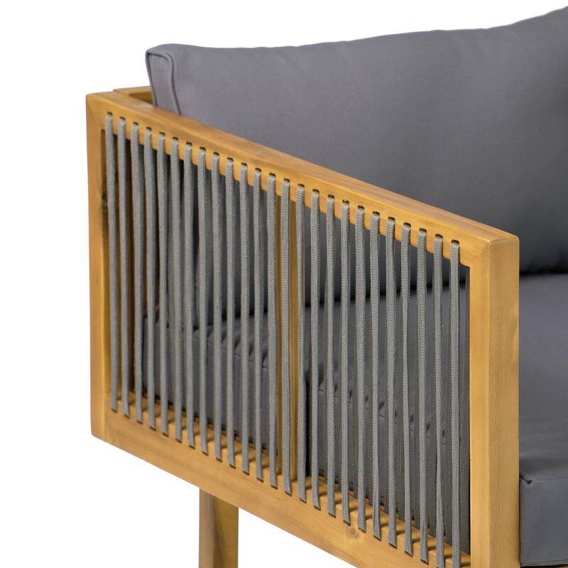 Christopher Knight Home - Acacia Wood Outdoor Patio Sofa with Rope Design