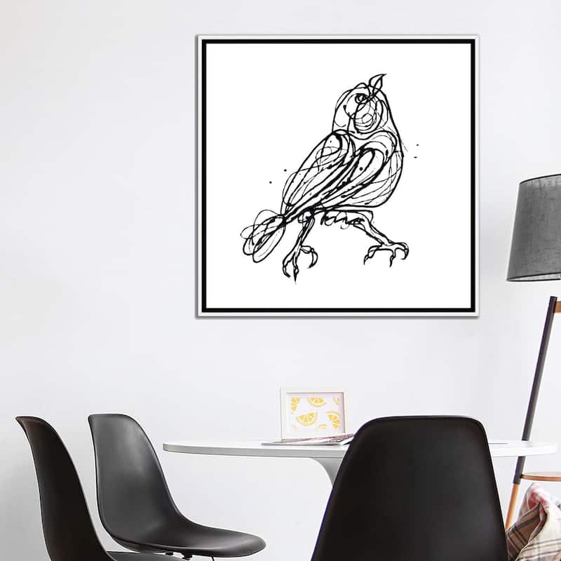 iCanvas "Chin Up - Cute Little Bird Jackson Pollock Style Drawing" by OLena Art Framed