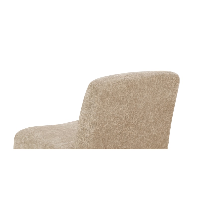 Armless Chair With Wood Legs And Soft Fabric