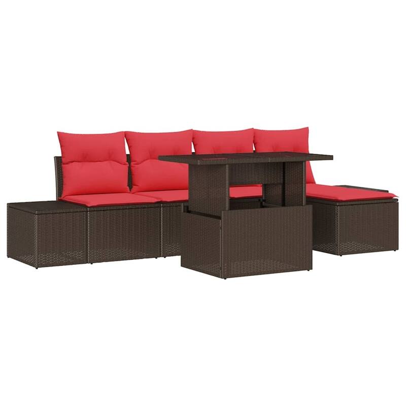 vidaXL 6 Piece Garden Sofa Set with Cushions - 115.8×46.1×27.2