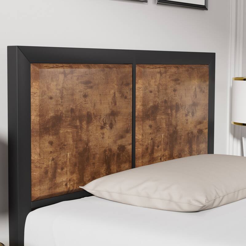 VECELO Set of 2 Platform Twin Beds 12.6" Elevated Storage Space MDF Partitioned Headboard & Footboard No Box Spring Needed