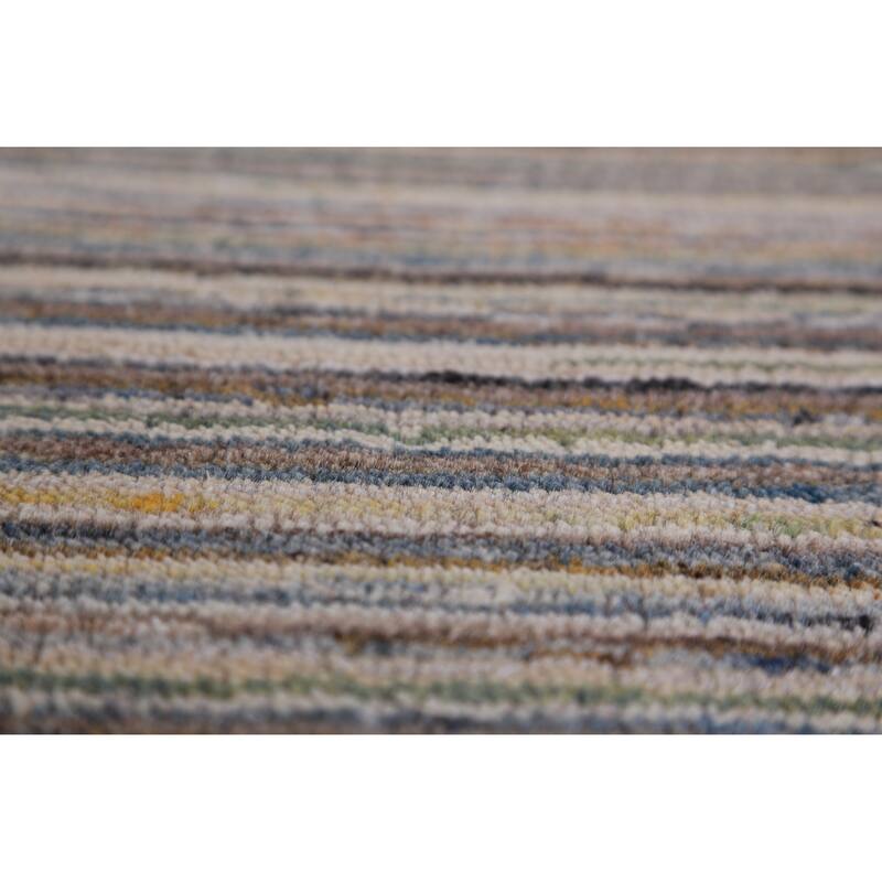 Hand Knotted Oriental 100% Wool Carpet Tribal Stripe Multi-Colored Gabbeh Area Rug - 9' 9'' X 7' 11''