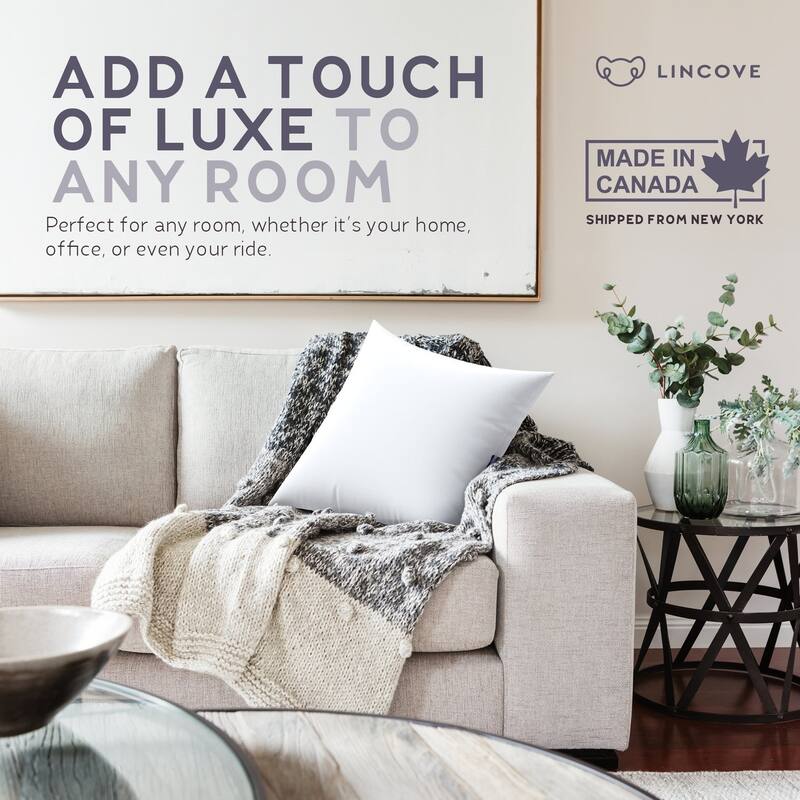 Lincove Luxury Throw Pillow Insert: Premium Comfort, 100% Cotton Shell, Down Alternative Filling - 1 Pack