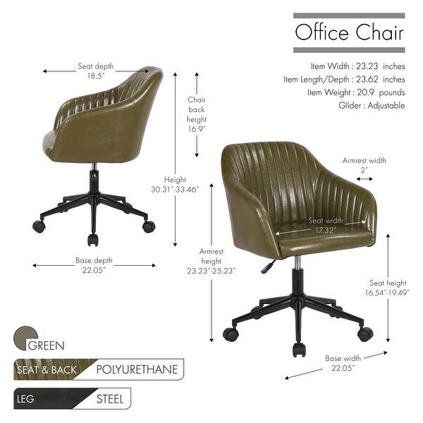 dimension image slide 0 of 4, Porthos Home Madison Office Desk Chair, Tufted PU Leather Upholstery