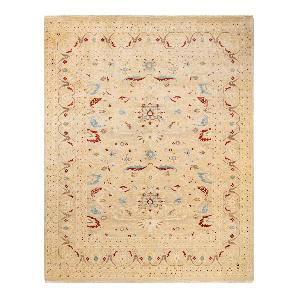 Overton Eclectic, One-of-a-Kind Handmade Area Rug - Ivory, 8' 0" x 10' 3" - 8' 0" x 10' 3"