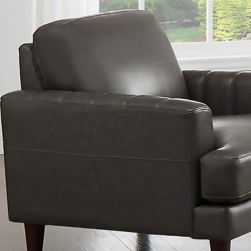 Ivy Living Cassia Top Grain Leather Chair With Feather, Memory Foam and Springs