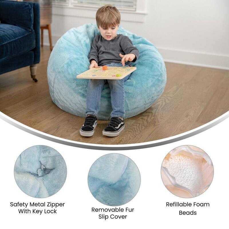 Small Refillable Bean Bag Chair for Kids and Teens