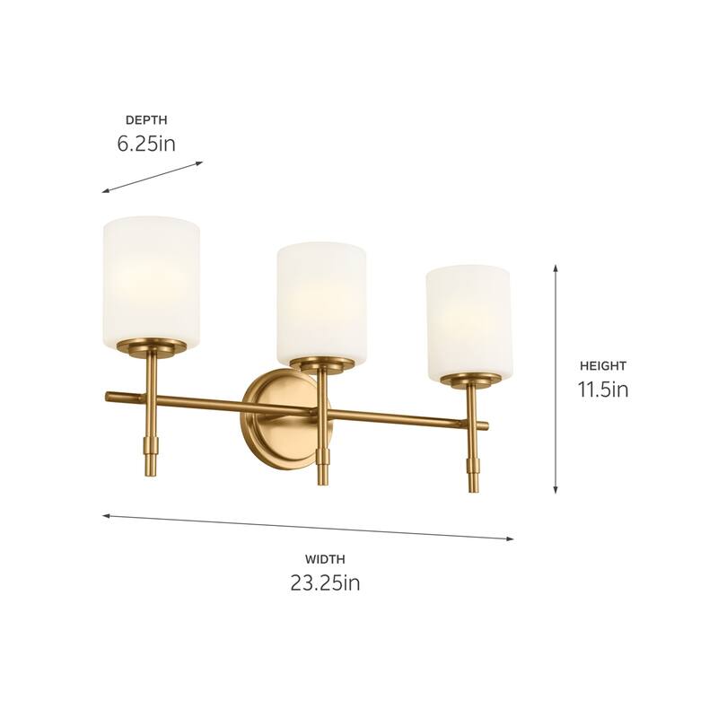 Kichler Lighting Ali 23.25 in. 3-Light Brushed Natural Brass Vanity Light