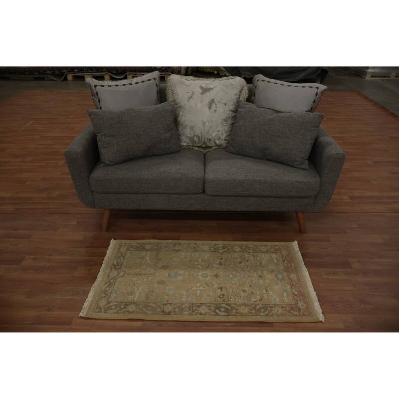 Hand Knotted Oriental 100% Wool Carpet Traditional All-Over Brown Ziegler Area Rug - 3' 10'' X 2' 1''