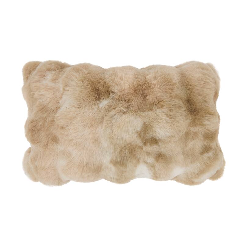 Plush Faux Fur Throw Pillow - Ultra-Soft Textured Accent for Sofa, Bed & Cozy Layered Styling - 12"x20" - Polyester - Natural