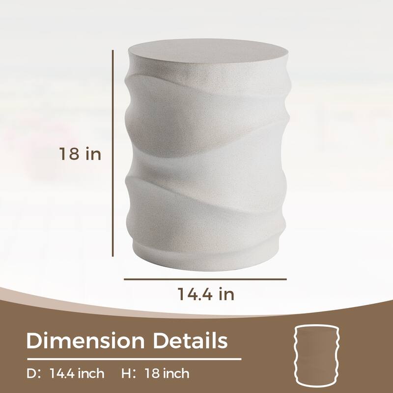 COSIEST Outdoor Wave-Patterned Column Side Table