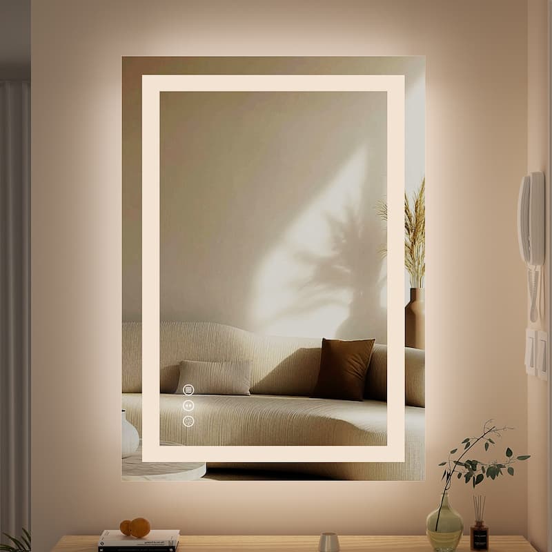 QuivaraView LED lights Frameless Wall Mounted Bathroom Vanity Mirror