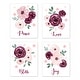 preview thumbnail 1 of 4, Burgundy Pink Watercolor Floral Collection Wall Decor Art Prints (Set of 4) Blush Maroon Wine Rose Shabby Chic Flower Farmhouse
