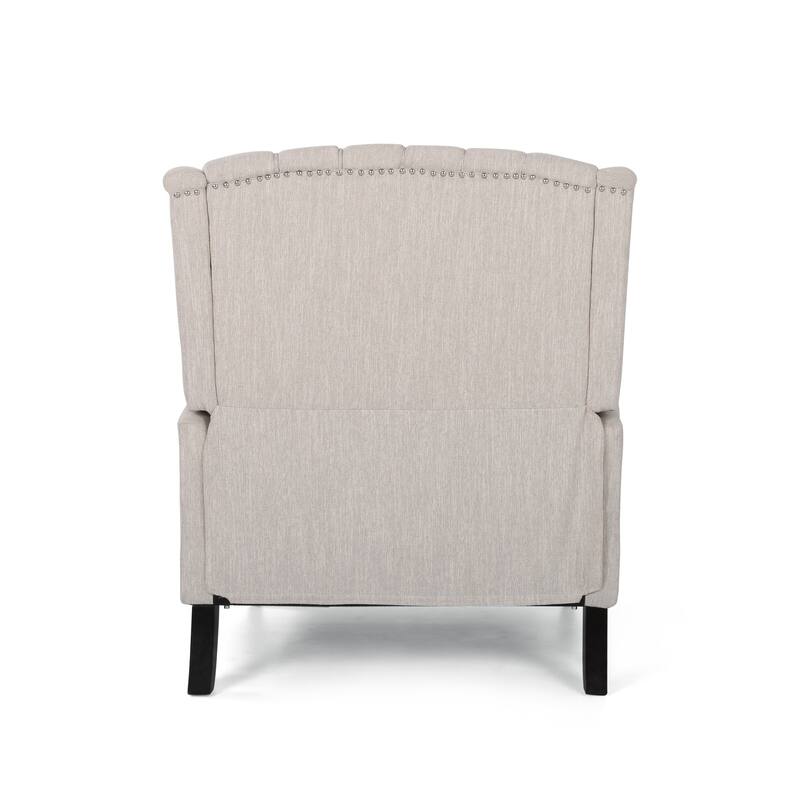 Oversized Wingback Push-Back Recliner with Footrest, Tufted Back, Nailheads
