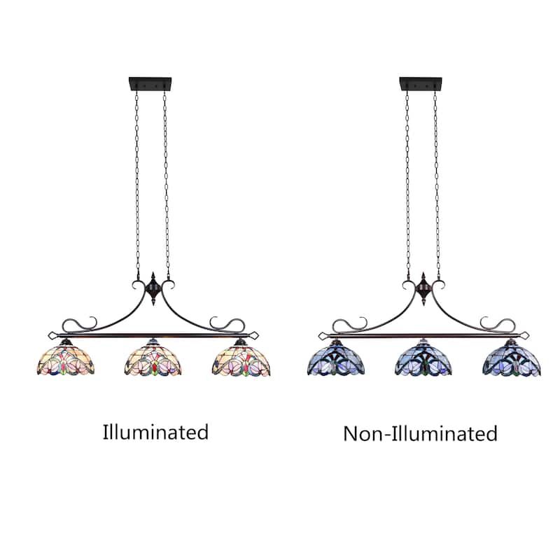 Tiffany Style Victorian Design 3-light Linear Island Fixture