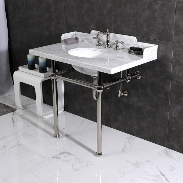 Kingston Brass Pemberton 36-Inch Carrara Marble Console Sink with