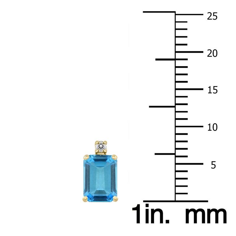 Marquee 14K Yellow Gold 6x4MM Emerald Shaped Blue Topaz and Diamond Earrings