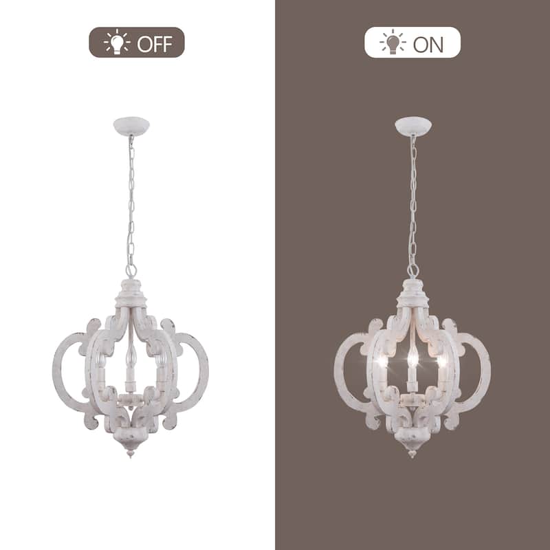 CurveCurio Retro 6-Light Rustic Wood Pendant Light Farmhouse Style Chandelier for Dining Room Living Room and Foyer