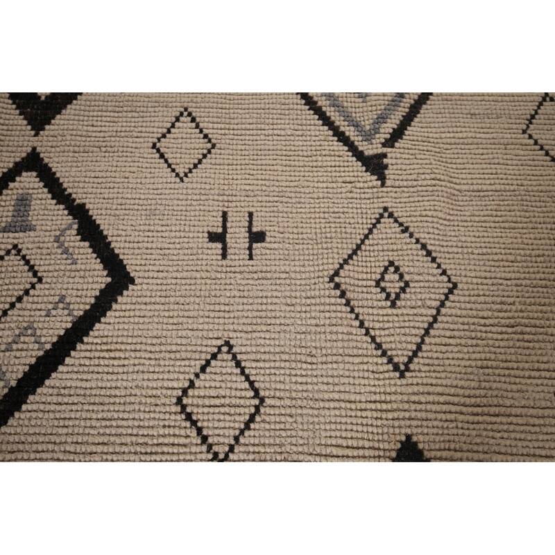 All-Over Geometric Moroccan Modern Area Rug Handmade Wool Carpet - 7'8"x 10'10"