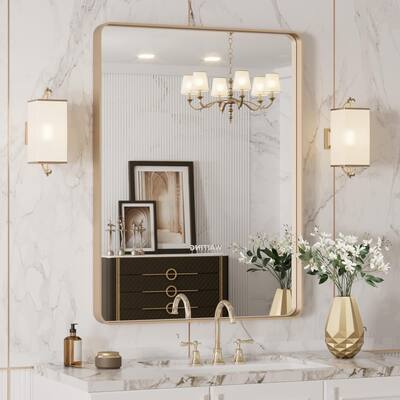 24x32 Inch Gold Aluminium Frame Bathroom Mirror
