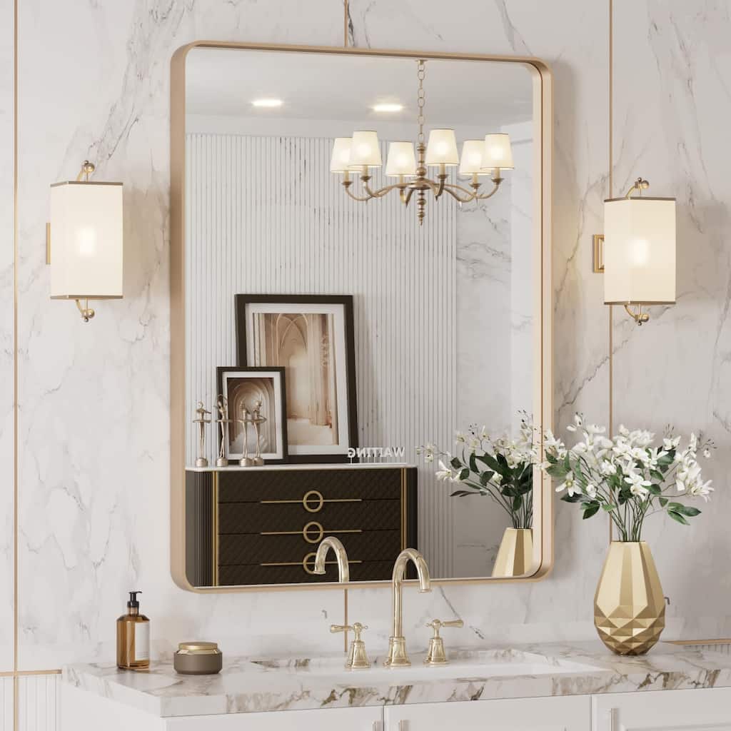 40x36 Inch Brushed Nickel Aluminium Frame Bathroom Mirror