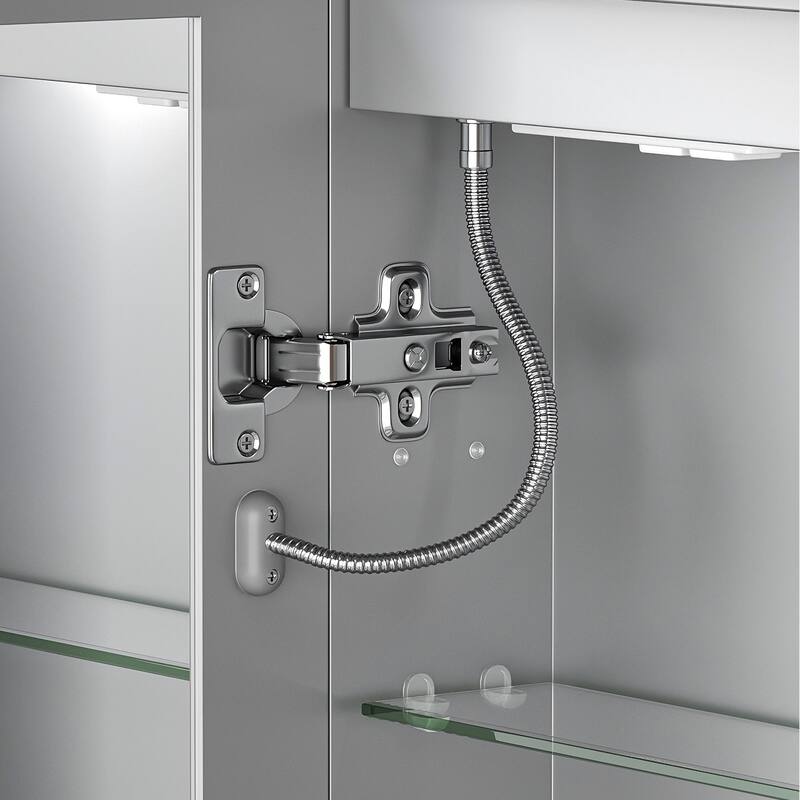 GDFStudio Elowen Aluminum Glass LED Medicine Cabinet with Anti-Fog Storage