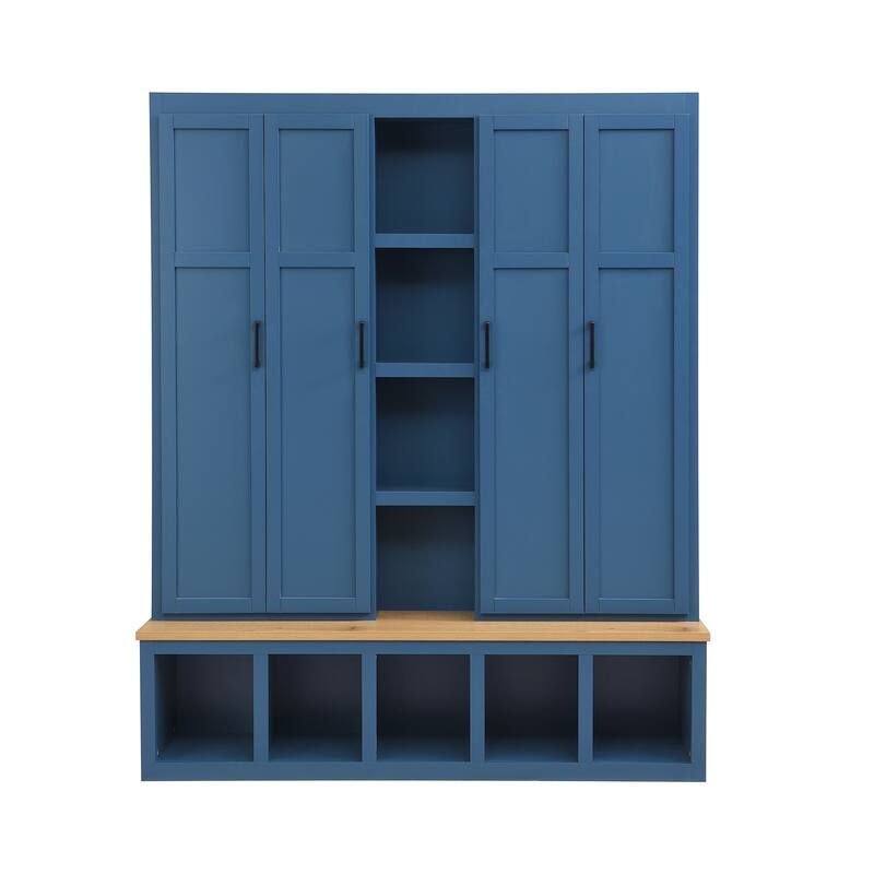 Farmhouse-Style 4-in-1 Hall Tree with Mudroom Bench by Harper&Bright Designs