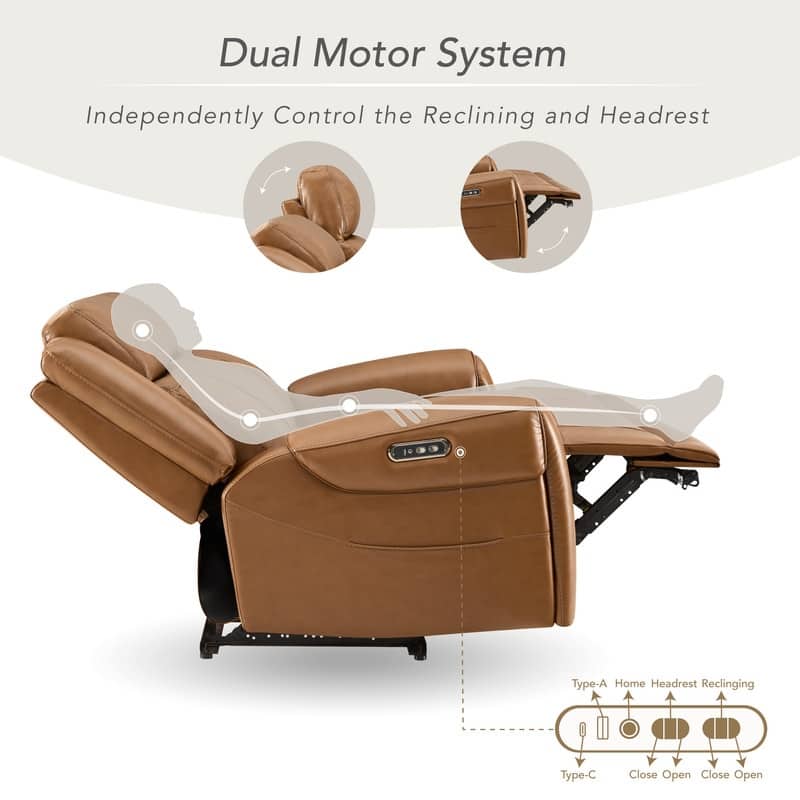 Spruce & Spring Leo Power Wall Hugger Reclining Sofa with Multi-Function Console