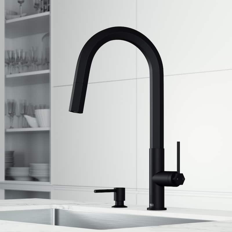 VIGO Hart Hexad 18" H Single Handle Pull-Down Kitchen Faucet