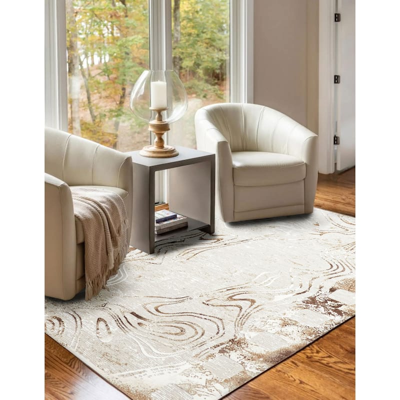 ECARPETGALLERY Machine Made Echo Tan Area Rug