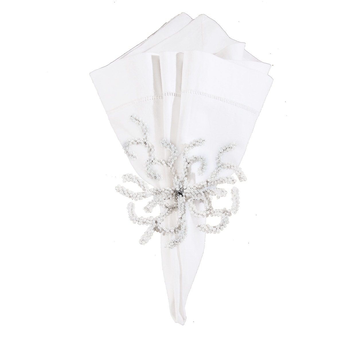 Cream Coral Napkin Ring Set of 6 - Set of 6