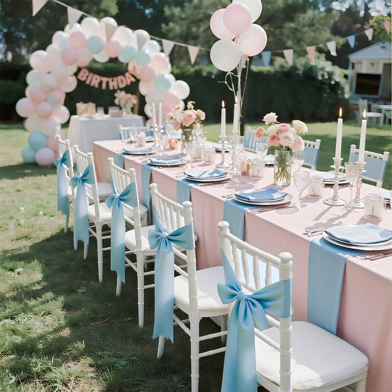 Satin Chair Ribbons for Wedding Reception Adjustable Fit for Folding Banquet and Chiavari Chairs