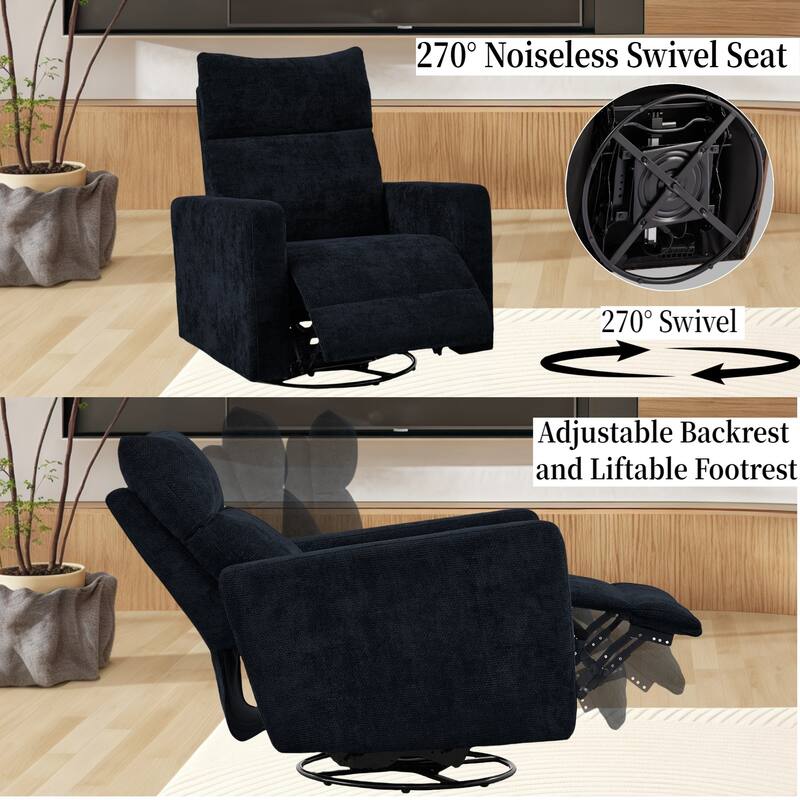 Olmas 33.5"W Power Swivel Glider Recliner with USB Charger