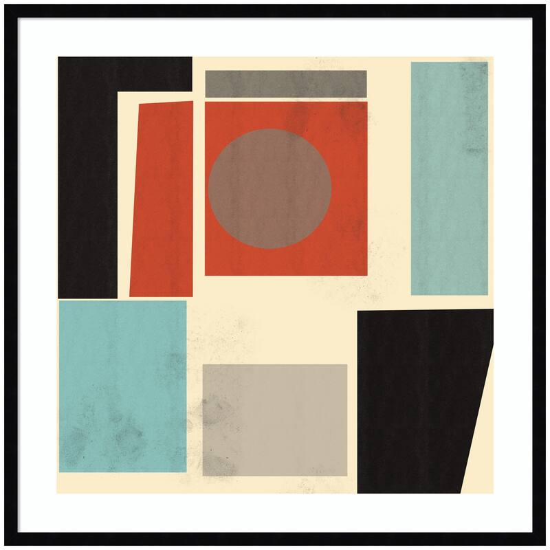 Kate and Laurel Geometric Harmony by THE MIUUS STUDIO Framed Wall Art Print - 33 x 33 - Black
