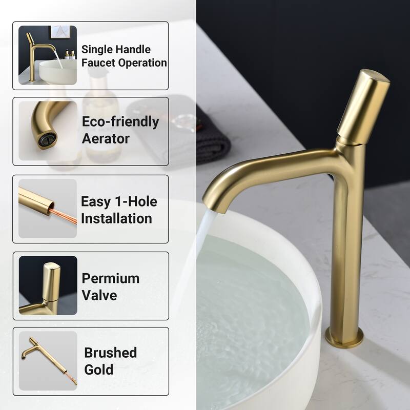 Modern Single Handle Bathroom Vessel Faucet