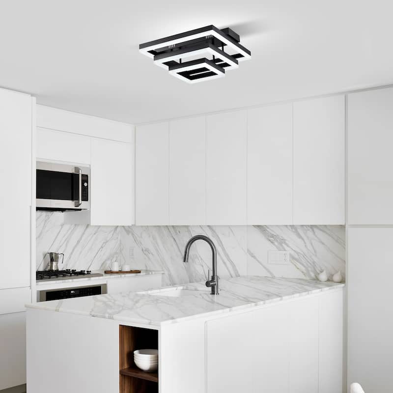 Wisteria Tiered Squared LED Integrated Flush Mount for Dining/Living Room Foyer Office