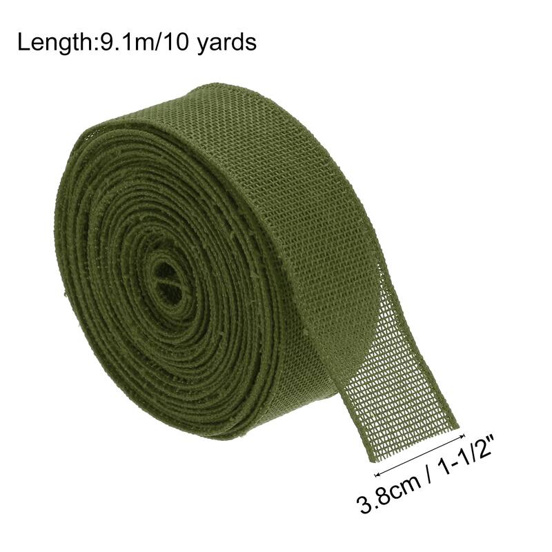 Burlap Ribbon Fabric Wired Edge Dark Orange for Wrapping - Olive Green - 1-1/2 inch x 10 Yards