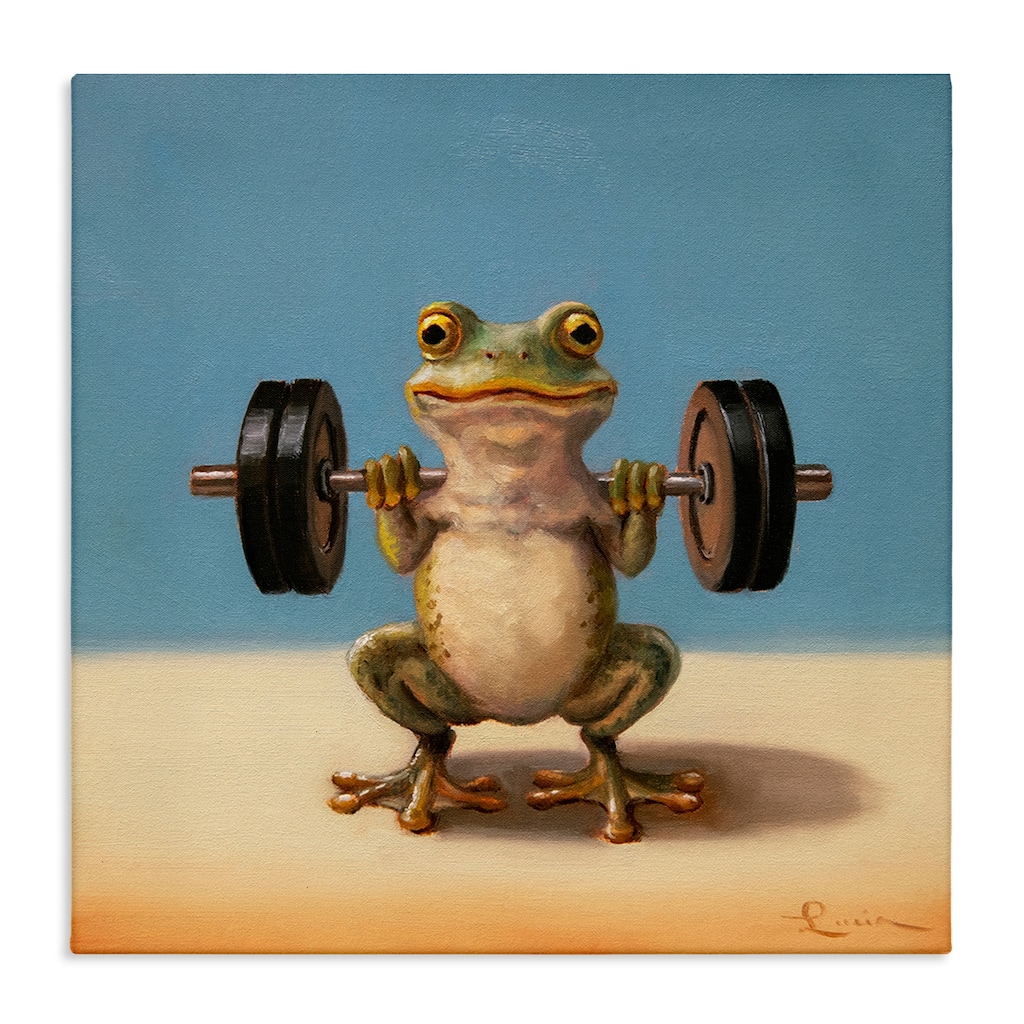 Stupell Weightlifting Frog Training Canvas Wall Art Design By Lucia Heffernan