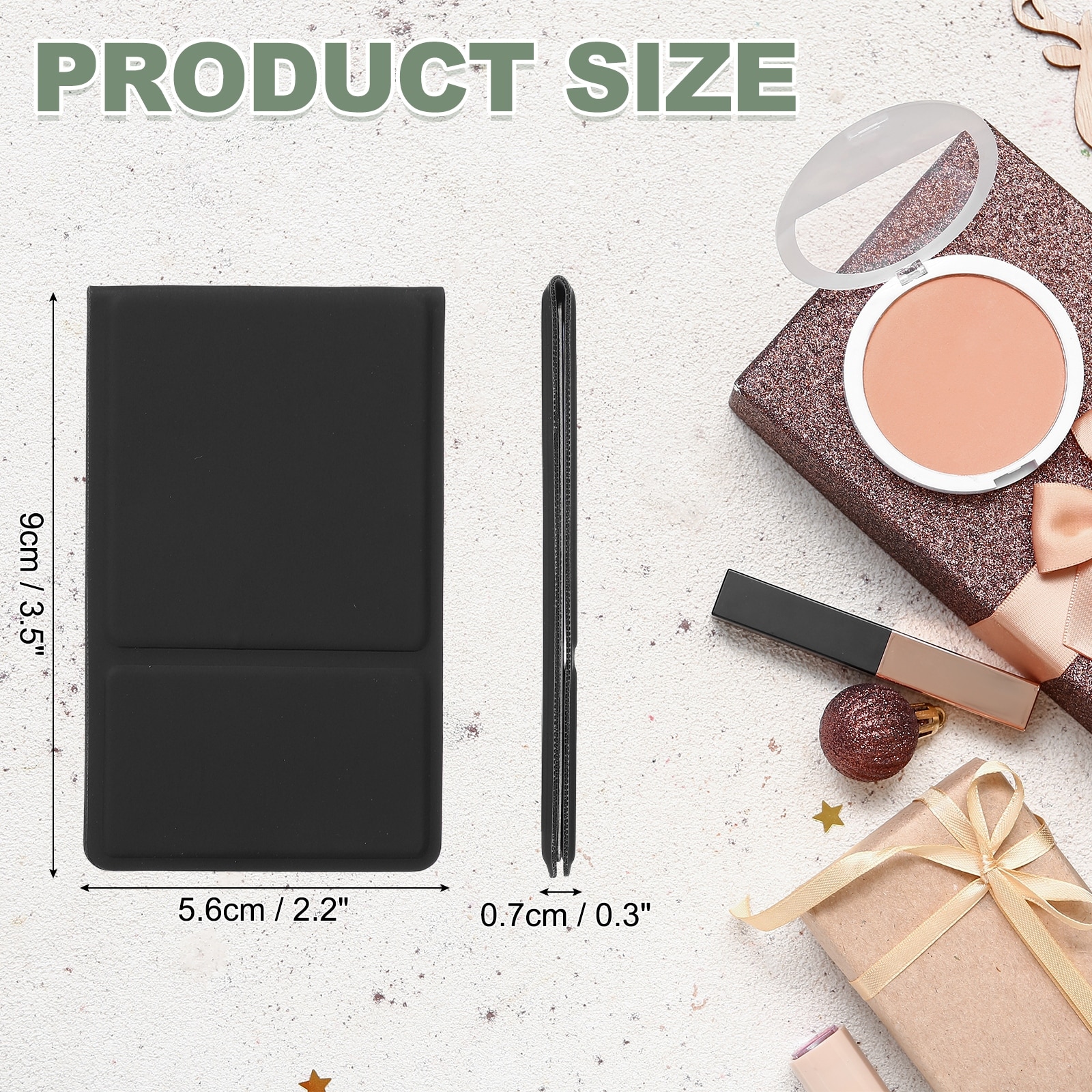 Pocket Compact Folding Mirror, Stainless Steel Portable Handheld Makeup Mirrors with Leather Case for Women, Girls, Purse, Gift