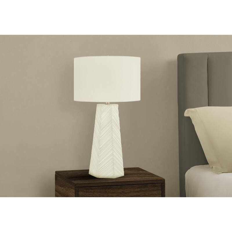 Lighting, 29"h, Table Lamp, White Ceramic, Ivory / Cream Shade, Contemporary